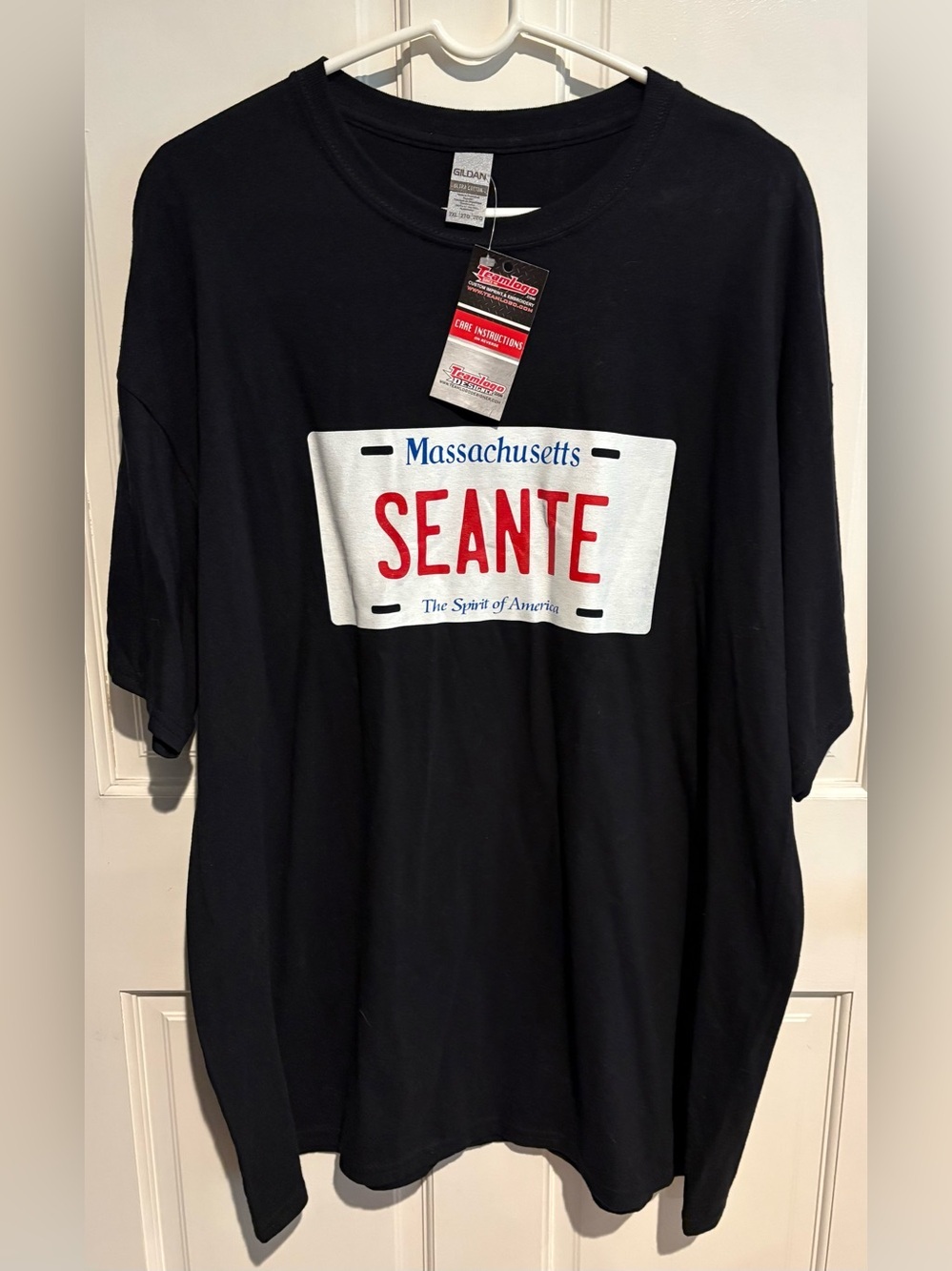 Gildan Ultra Cotton Massachusetts SEANTE License Plate Graphic T-Shirt Black 2XL